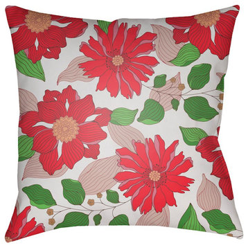 Moody Floral by Surya Pillow, Red/Rose/White, 20' x 20'