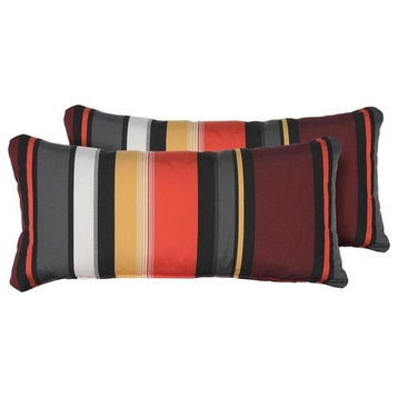Coral Outdoor Throw Pillows Rectangle Set of 2 Multi-Color Fabric