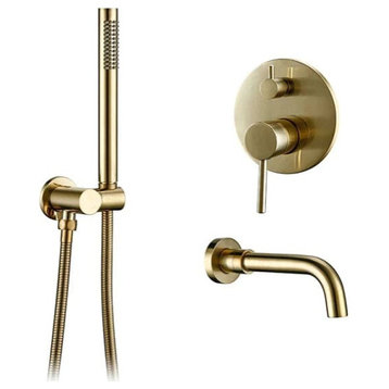 Wasser™ Solid Brass Bathtub Filler With Handheld Shower, Brushed Gold