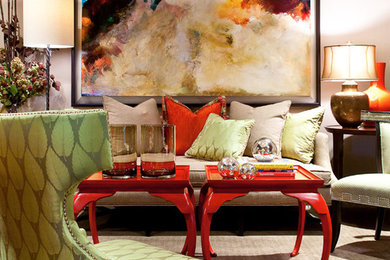 Inspiration for a mid-sized eclectic formal enclosed living room in Dallas with white walls.
