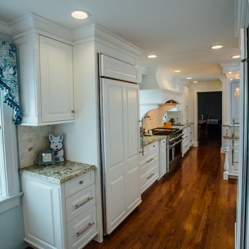 White Kitchen with Blue China Hutch