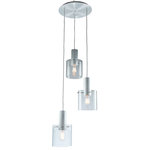 Artcraft Lighting - Henley AC11523CL Pendant, Satin Aluminum - The "Henley Collection" 3 light chandelier features satin aluminum metal work complimented with clear glassware.  (also available in satin black metal work and mirrored glassware)