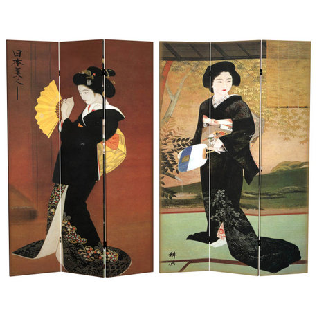 6' Tall Double Sided Japanese Ladies Canvas Room Divider