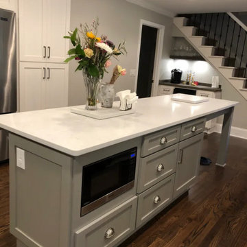 custom kitchen and includes drawer for pet plate