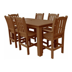 Highwood - Lehigh 7pc Rectangular Counter Height Dining Set - AD-CNL37, Toffee - Outdoor Pub And Bistro Sets