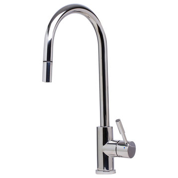 AB2028-PSS Solid Polished Stainless Steel Single Hole Pull Down Kitchen Faucet