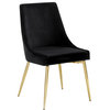 The Draper Dining Chair, Black, Velvet, Gold Base Set of 2