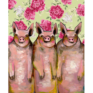 "Little Piggies, Floral" Canvas Wall Art by Eli Halpin, 36"x44"