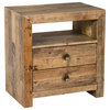 Norman Reclaimed Pine 2 Drawer Nightstand Distressed Natural by Kosas Home