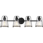 Progress Lighting - Conway 4-Light Matte Black Clear Seeded Glass Farmhouse Bath Vanity Light - Mix old and new for charming character with the Conway Collection 4-Light Matte Black Clear Seeded Farmhouse Bath Vanity Light.