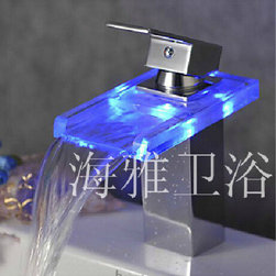 Single Handle Color Changing LED Waterfall Bathroom Sink Faucet (Chrome Finish) - Bathroom Sink Faucets