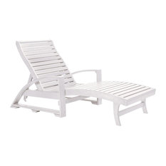 C.R. Plastics St. Tropez Chaise Lounge with Wheels in White