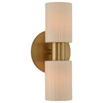 Kalco Lighting - Kalco Lighting Harlowe Vertical Wall Bracket, Winter Brass - Hollywood glam comes to light! With clean lines and nice transition details coupled with the dual opal glass fluted cylinders. Harlowe is featured in a cool Winter Brass finish.