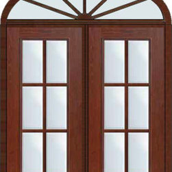 Prehung French Transom Double Door 80 Fiberglass 6 Lite Full Lite - Patio Doors