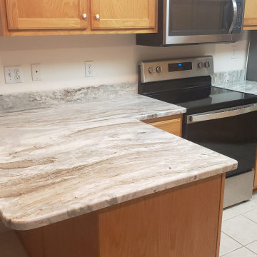Fantasy Brown Dolomite + Medium Brown Cabinetry