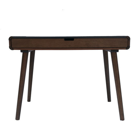 GDF Studio Rex Mid Century Rubberwood Writing Desk, Charcoal Gray/Medium Brown