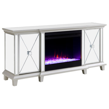 Tintern Color Changing Fireplace Media Console, Silver
