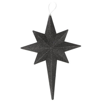 20" Black and Silver Glittered Bethlehem Star Shatterproof Christmas Ornament