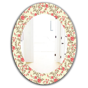 Designart Pink Blossom 17 Midcentury Frameless Oval Or Round Wall Mirror, 24x36