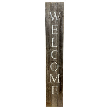 Rustic Dark Gray And White Front Porch Welcome Sign
