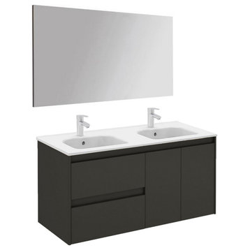 WS Bath Collections Ambra 120 DBL Pack 1 S06 Ambra 48" Wall - Gloss Anthracite