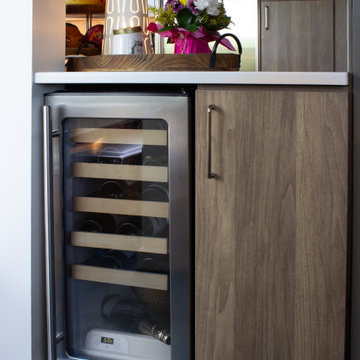 Glossy White + Warm Wood Kitchen