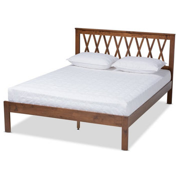Bowery Hill Queen Size Brown Finished Wood Platform Bed