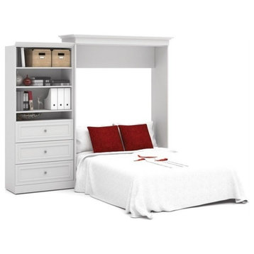 Atlin Designs Wood Queen Murphy Bed and Organizer with Drawers in White