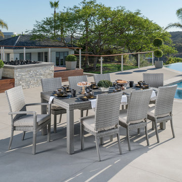 Cannes™ Woven Dining Set with Slate Grey Cushions by RST Brands™