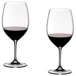 Riedel - Riedel Vinum Cabernet Sauvignon/Merlot/Bordeaux Glass - Set of 2 - Perfect for young, full-bodied (more than 12 percent alcohol), complex red wines that are high in tannin. This glass smoothes out the rough edges, emphasizing the fruit, allowing wines to achieve a balance that would normally take years of ageing to acquire. The generous size of this glass allows the bouquet to develop fully. The shape directs the flow of wine onto the zone of the tongue which perceives sweetness, thus accentuating the fruit and de-emphasizing the bitter qualities of the tannin. Recommended for: Bordeaux (red), Cabernet Franc, Cabernet Sauvignon, Fronsac, Graves rouge, Listrac, Margaux, Médoc, Merlot, Moulis, Pauillac, Pessac Leognan (Rouge), Pomerol, St. Emilion, St. Estèphe, St. Julien