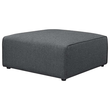 Modern Ottoman, Square Design With Polyester Upholstery & Piping Detail, Grey