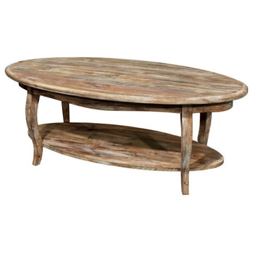 Rustic Reclaimed Oval Coffee Table, Driftwood