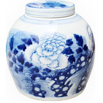 Ancestor Jar Peony Flower Blue White Colors May Vary Variable