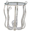 Linon Olivia Octopus Aluminum and Glass Table in Silver
