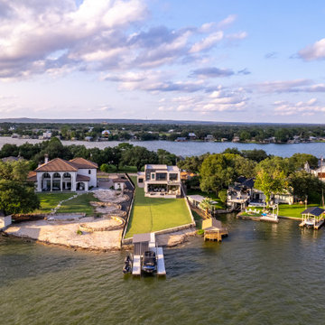 Modern Luxury Lakefront Estate with Scenic Aerial Views of Lake LBJ