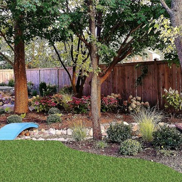 Pond, Blue Stone Waterfall, Stream and Landscaping