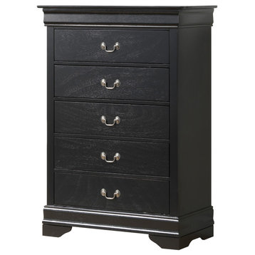 Louis Phillipe Black 5 Drawer Chest of Drawers (33 in L. X 18 in W. X 48 in H.)