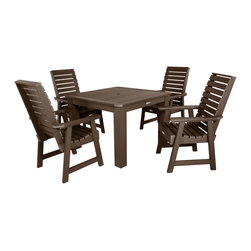 Highwood USA - Weatherly 5-Piece Square Dining Set, Weathered Acorn - Outdoor Dining Sets