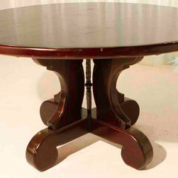Lourdes Trestle Round Dining Table Built in Reclaimed Wood - Dining Tables