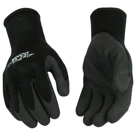 Kinco Warm Grip Thermal Knit Shell with Latex Palm, Black, Size Large