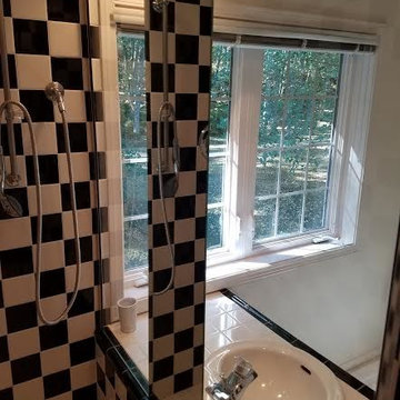Glass Panel Separation Between Vanity & Shower Area