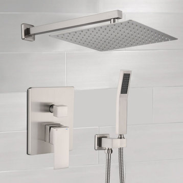 10"Wall Mounted Rainfall Shower System, Brushed Nickel