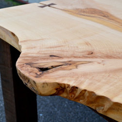 Live Edge Maple Table with Barn Wood Legs - Dining Tables