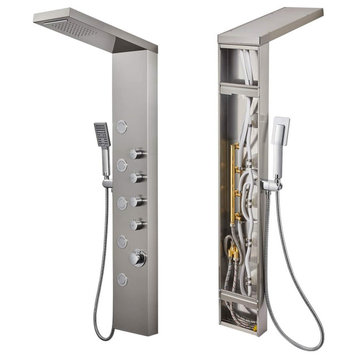 Rectangle Wall Mount Stainless Steel Shower Panel In Brushed Stainless Steel
