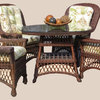 Bar Harbor 5-Piece Dining Set With 42" Glass in Brown Wash, Yvonnealoe Fabric