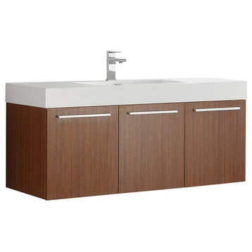 Fresca Vista 48" Integrated Sink Modern Wood Bathroom Cabinet in Brown