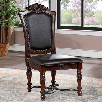 Furniture of America Exa Wood Padded Side Chair in Brown Cherry (Set of 2)