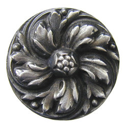 Inviting Home Inc. - Chrysanthemum Knob, Antique-Style Pewter - Cabinet And Drawer Knobs