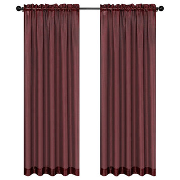 54"x84" Soho Sheer Curtain Panel, Set of 2, Bordeaux