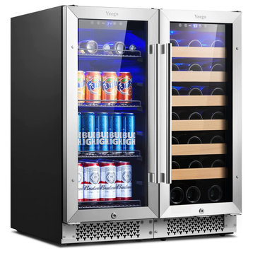 Yeego 30" Dual Zone Wine Beverage Cooler Refrigerator Freestanding